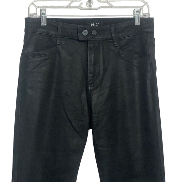 Paige 29‎ Black Shiny Faux Leather Feel Pockets - Picture 7 of 8